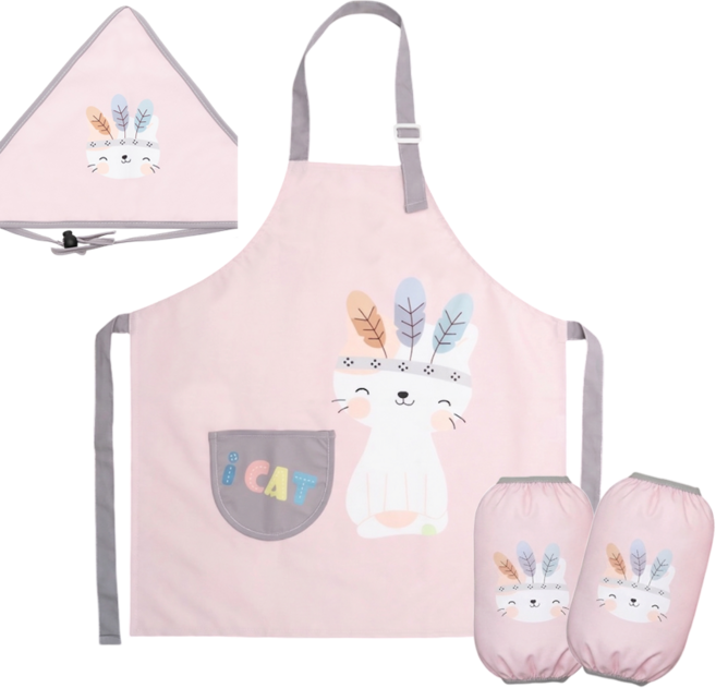 투코비 어린이 방수 앞치마 세트, 인디냥이