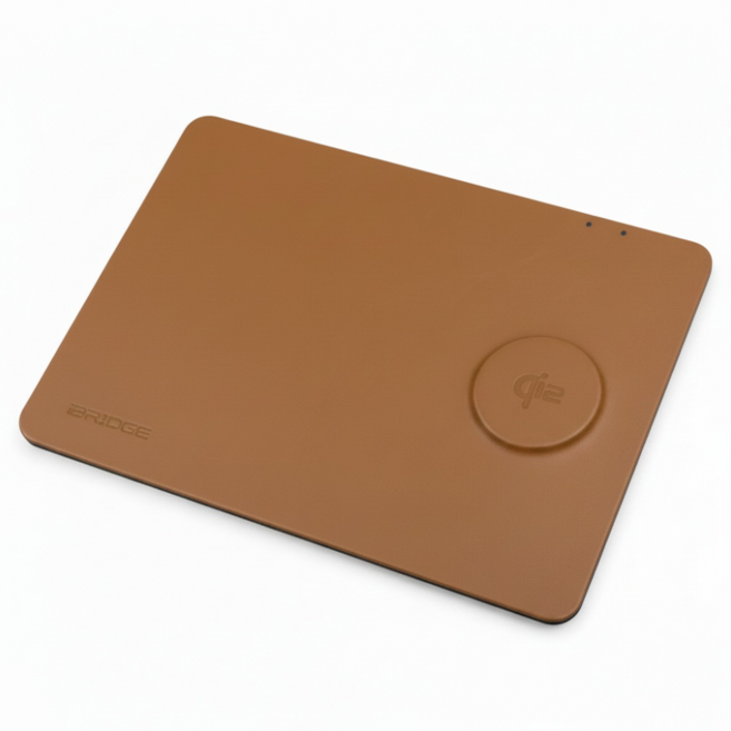 iBRIDGE 急速Qi2無線皮革鼠墊充電器 IBW022, 1個, 琥珀棕