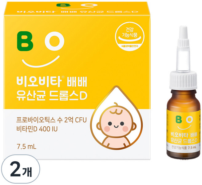 비오비타 유아 배배 유산균 드롭스D, 7.5ml, 2개