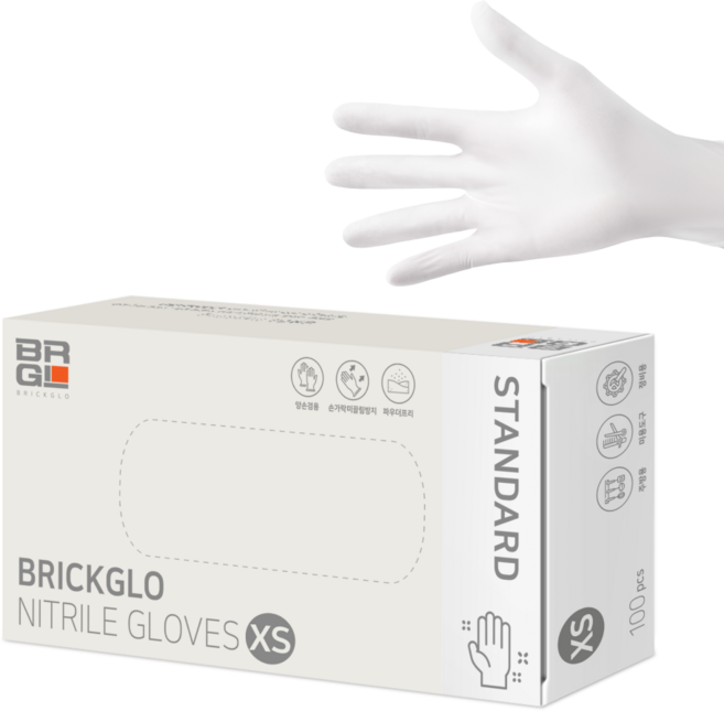 브릭글로 스탠다드 장갑 100p, 화이트, XS, 1개