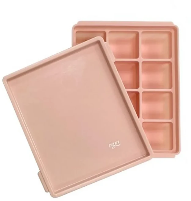 tgm 12格副食品矽膠製冰盒 15.5*12*3cm, 珊瑚粉, 1個