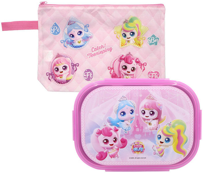 르번 프린세스 캐치티니핑 식판 + 도시락 가방 세트, 혼합색상, 1세트, 가방 + 도시락