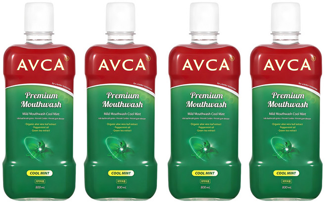 아브카 마일드 대용량 쿨 민트향 구강청결제, 800ml, 4개