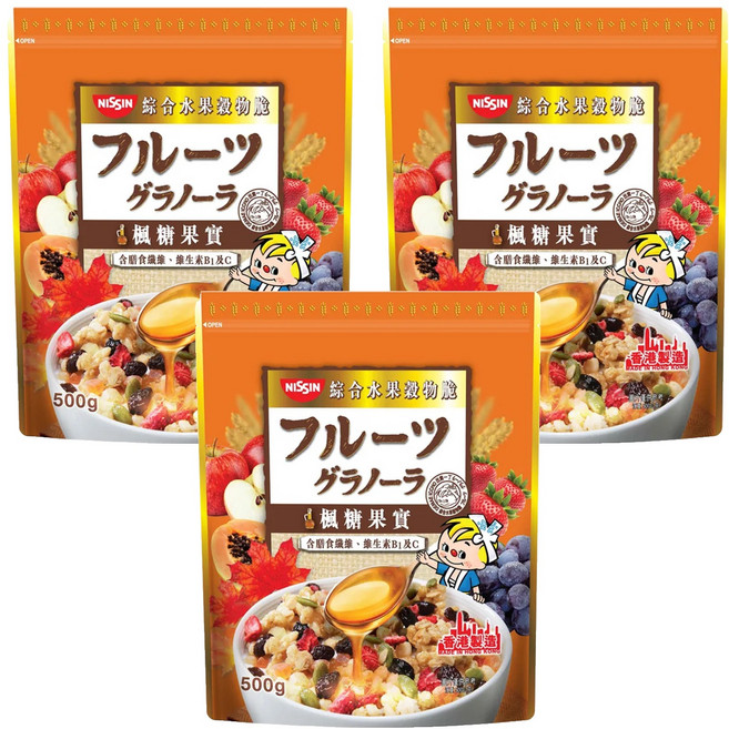 NISSIN 日清 綜合水果穀物脆 楓糖果實, 500g, 3包