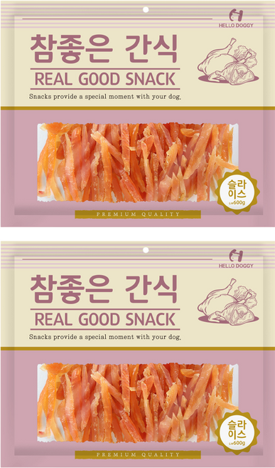 헬로도기 강아지 참좋은 건조간식, 슬라이스, 400g, 2개