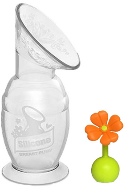 haakaa 第二代真空吸力集乳器 新手媽媽實用簡配組 瓶子150ml + 小花瓶塞, 透明色 顏色隨機, 1組