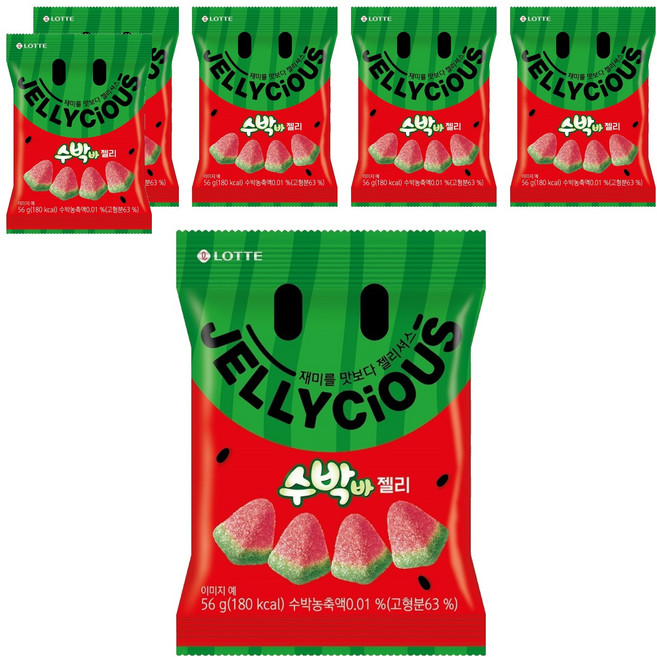 롯데웰푸드 젤리셔스 수박바, 56g, 6개