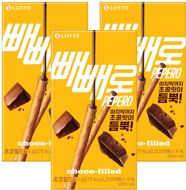 빼빼로 초코필드, 53g, 3개