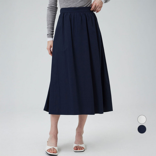 ELLEPARIS 여성용 하프밴딩 A라인 플레어 롱 스커트