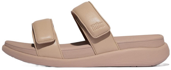 fitflop 女士 F-MODE GO 可調式厚底雙槓拖鞋, 經典米色, 225