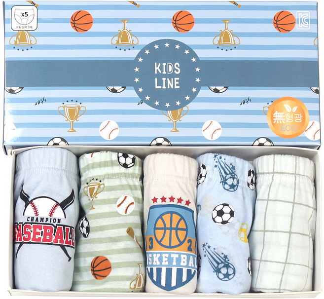 키즈라인 남아용 스포츠 삼각팬티 5매입 세트