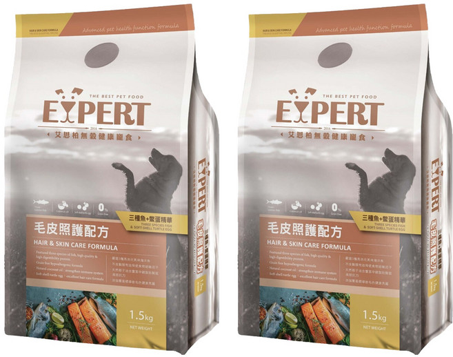 EXPERT 艾思柏 無穀犬食 毛皮照護配方, 三種魚 + 鱉蛋精華, 1.5kg, 2袋