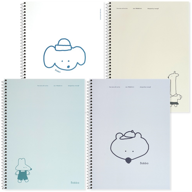 뭉구 보바 모노 스프링 연습장 4종 세트, WHITE, BROWN, OLIVE, GRAY, 1세트