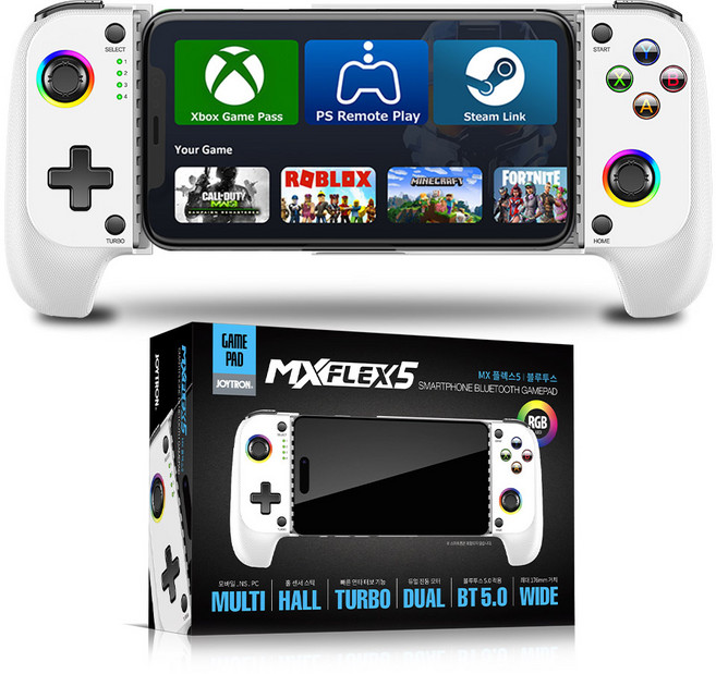 조이트론 스마트폰 블루투스 게임패드, MXFLEX5, 화이트, 1개