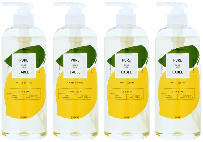 퓨어라벨 주방세제 레몬향 본품, 4개, 700ml