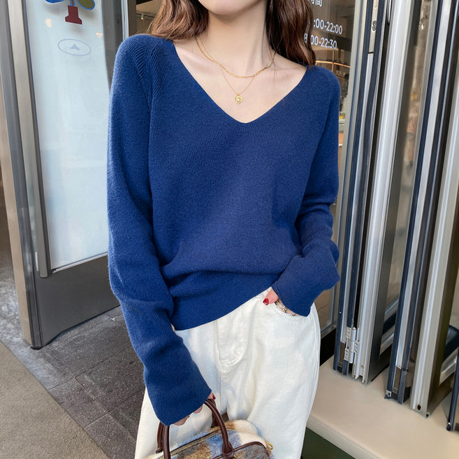 페이퍼먼츠 여성용 리쉬 브이넥 여리해 니트 티셔츠 11469