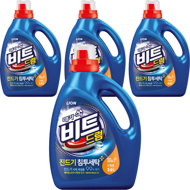 비트 드럼용 액상세제 본품, 3L, 1개입, 4개