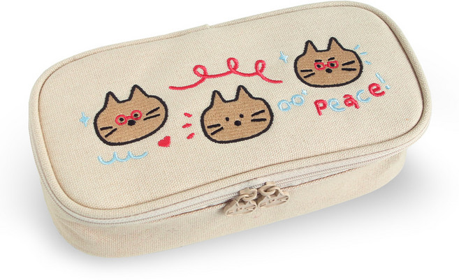 아이코닉 두들 대용량 펜파우치, 01 Cream beige, 1개