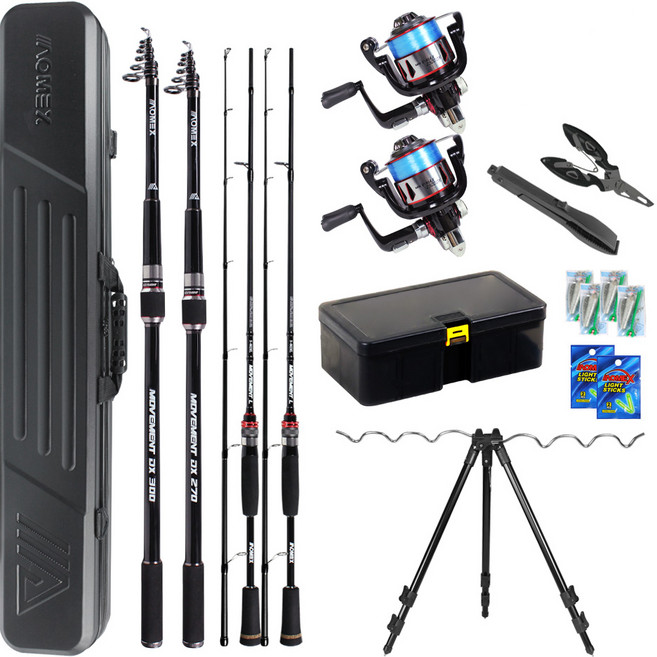 아오맥스 다이와 라운드 원트 루어 낚싯대 세트 DX270/300 L_622, 블랙