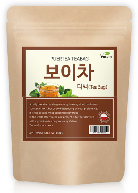 보탬 보이차 삼각 티백차, 1.2g, 100개입, 1개