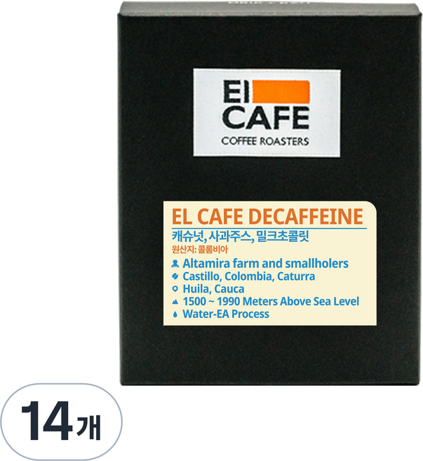 엘카페 디카페인 드립백, 10g, 14개, 7개입, 10g