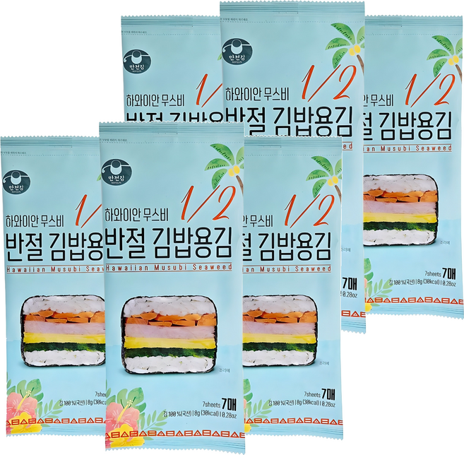 만전김 반절 김밥용 김 리필 7p, 8g, 6개