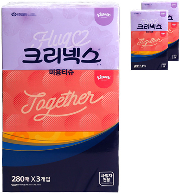 크리넥스 미용티슈 콤비 2겹 3입, 280매, 9개