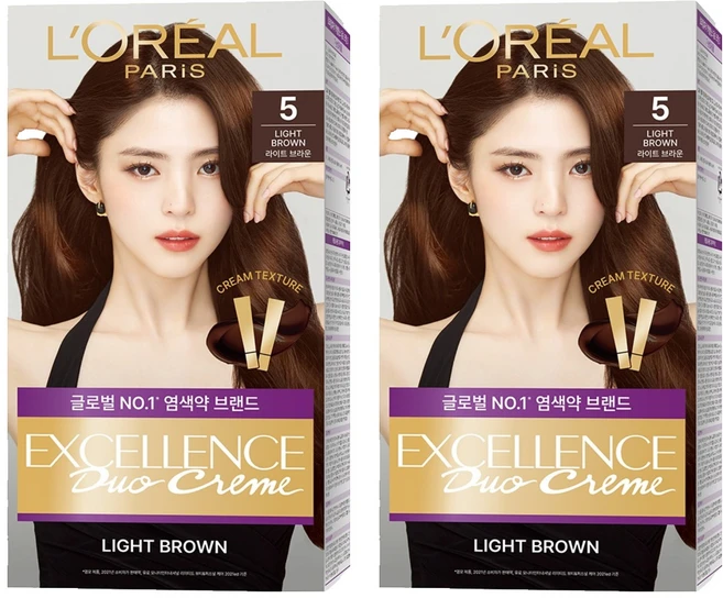 로레알파리 엑셀랑스 듀오크림 염모제, 5호 라이트 브라운, 2개 - 쿠팡