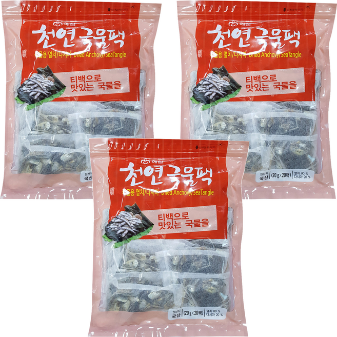 해심 천연국물팩, 400g, 3개