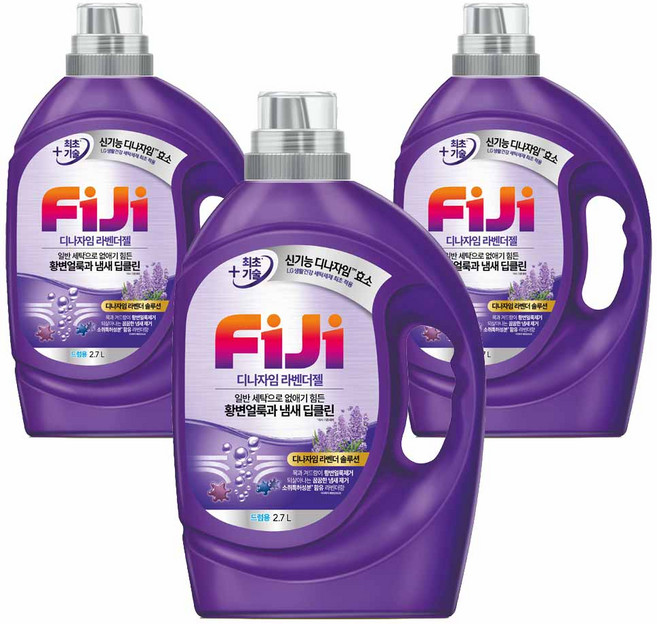 피지 디자나임 딥클린 라벤더젤 드럼용 액상세제 본품, 3개, 2.7L