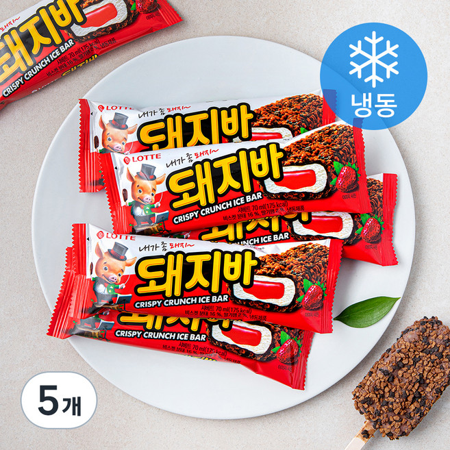 롯데웰푸드 롯데 돼지바 (냉동), 70ml, 6개입, 5개