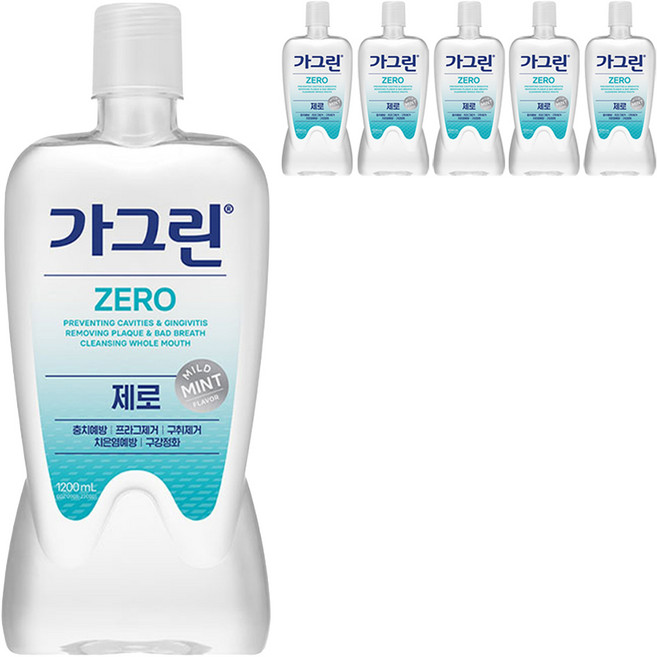 가그린 제로 구강청결제, 1.2L, 6개