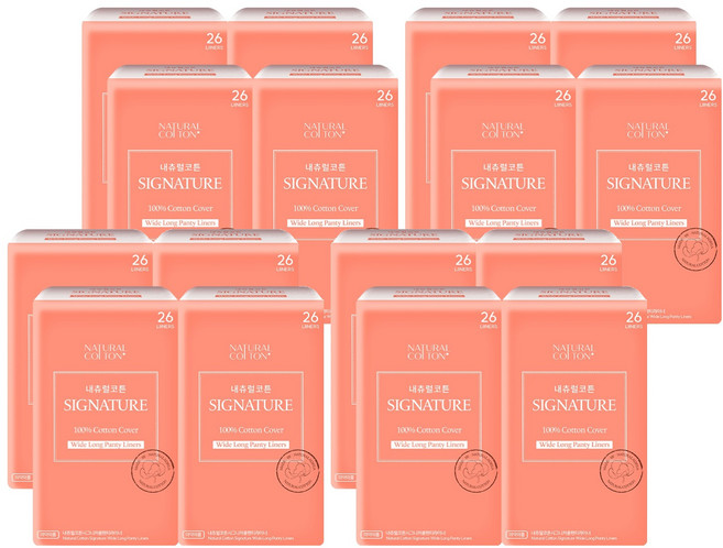 내츄럴코튼 시그니처 팬티라이너, 슈퍼롱, 26개입, 16개