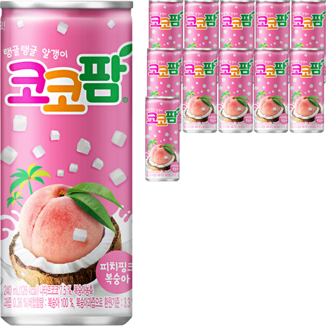 코코팜 해태음료 피치핑크 복숭아, 240ml, 12개