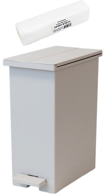 프로메이드 모드 양문형 휴지통+봉투 50p, 라이트그레이