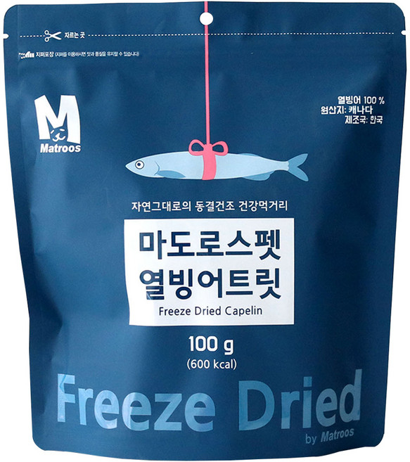 마도로스펫 반려동물 열빙어트릿 동결건조간식, 열빙어, 100g, 1개