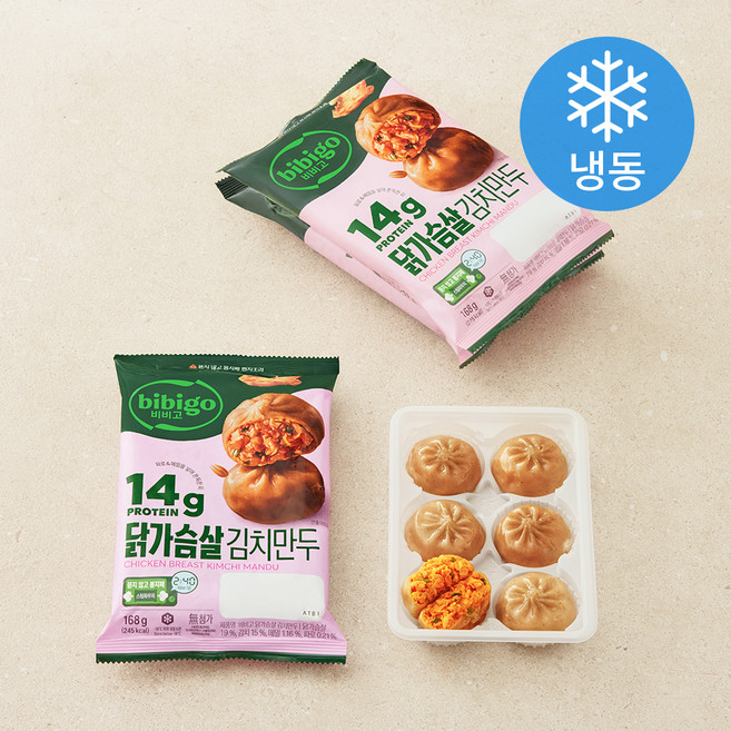 비비고 닭가슴살 김치만두 (냉동), 168g, 4개