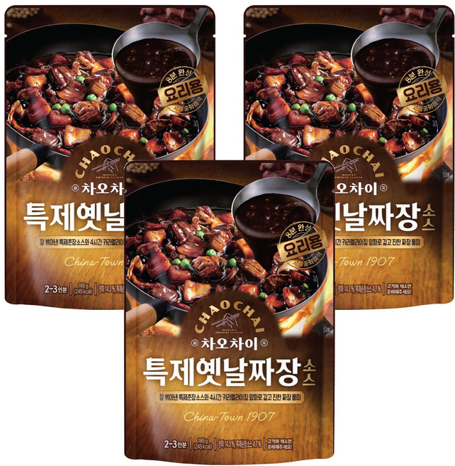 차오차이 특제짜장 소스, 165g, 3개