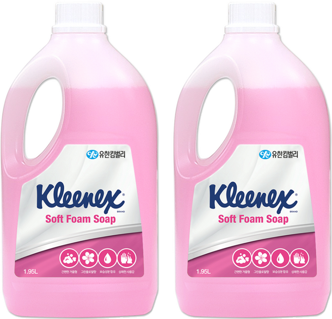 크리넥스 소프트 폼 솝 핸드워시 그린플로랄향, 1.95L, 2개