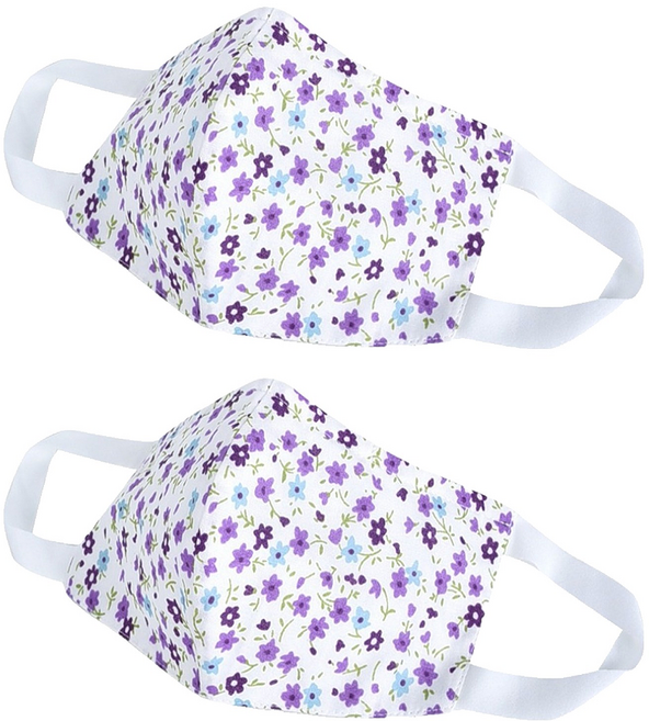 Osun 3D立體3層防水運動透氣布口罩 成人用 台灣製 CE322, 小花白, 1入, 2片