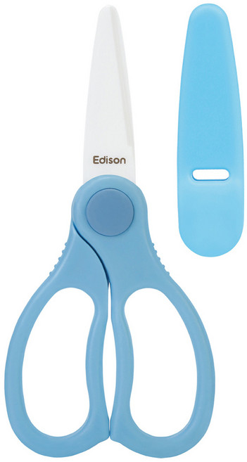 Edison 嬰幼兒食物陶瓷剪刀 + 保護套, 藍色, 1組