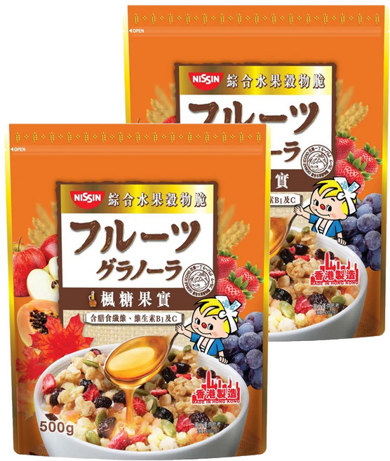 NISSIN 日清 綜合水果穀物脆 楓糖果實, 500g, 2包