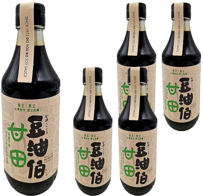 豆油伯 甘田釀造醬油 薄鹽 台灣非基改黃豆、台灣黑豆、台灣小麥, 300ml, 5瓶