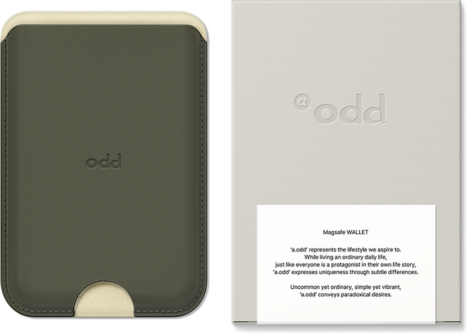 에이오드 포켓 가죽 맥세이프 카드 지갑, 샌드 올리브, 1개