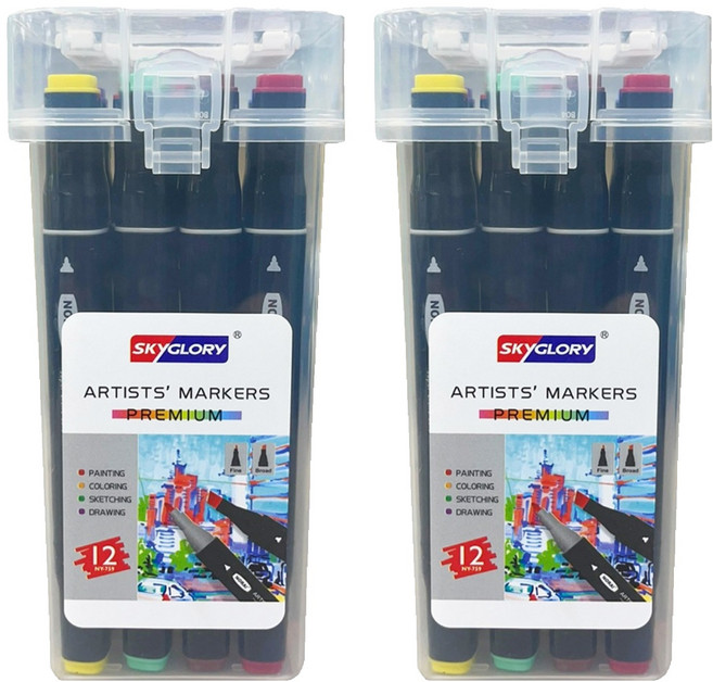 스카이글로리 아티스트 프리미엄 마카, 12색, 2세트