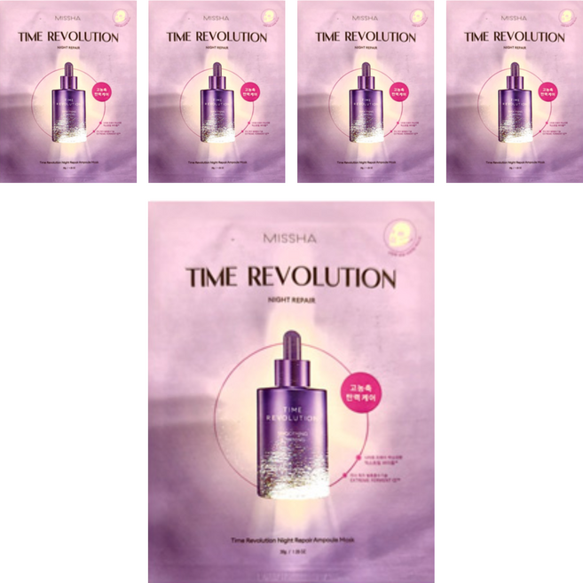 MISSHA Time Revolution 夜間修護安瓶面膜, 30g, 5張