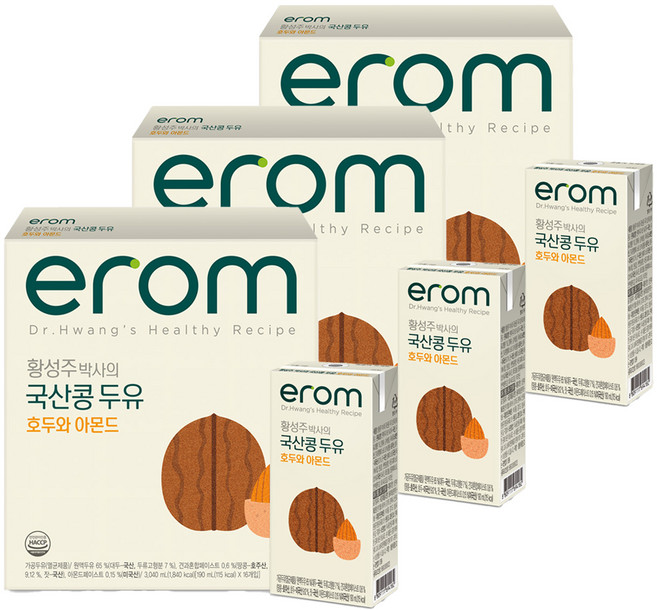 이롬 황성주 박사의 국산콩 두유 호두 아몬드, 190ml, 48개