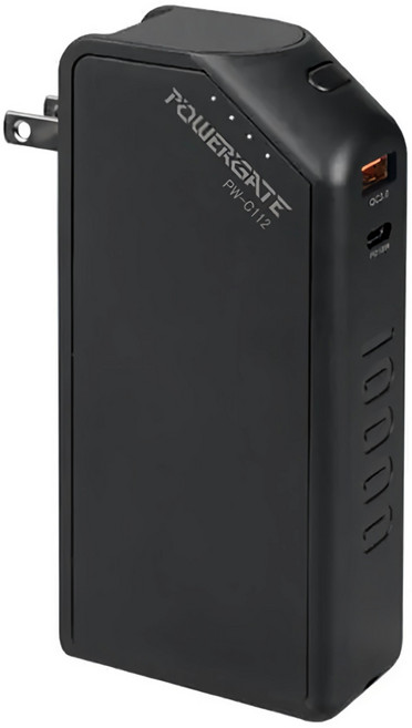 INTOPIC PD&QC 18W快充旅充式行動電源 118.1 x 55.1 x 28.4cm 243g, PW-C112, 黑色