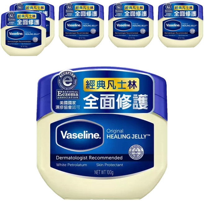Vaseline 凡士林經典高純修護凝膠 100g 無添加酒精/香料/色素 護唇膏/腳跟龜裂/預防紅屁屁, 6罐