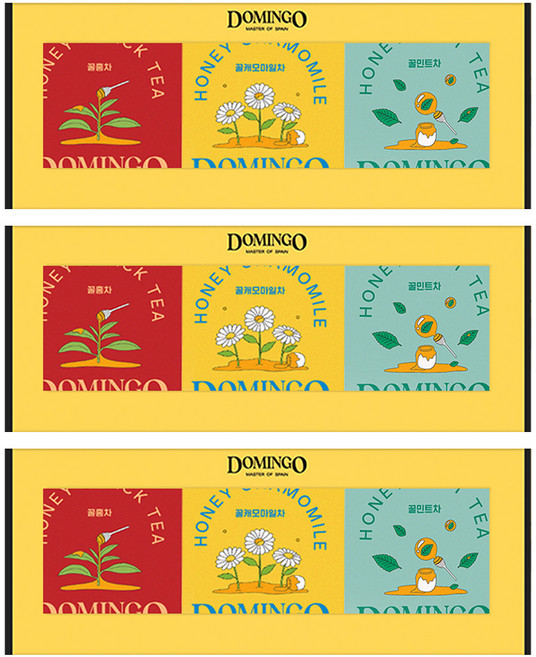 도밍고 꿀차 3종 선물세트, 꿀홍차 20p + 꿀민트 20p + 꿀캐모마일 20p, 3세트
